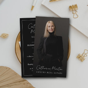 Tarjeta De Visita Moda - Bienes inmuebles de lujo en blanco y negro