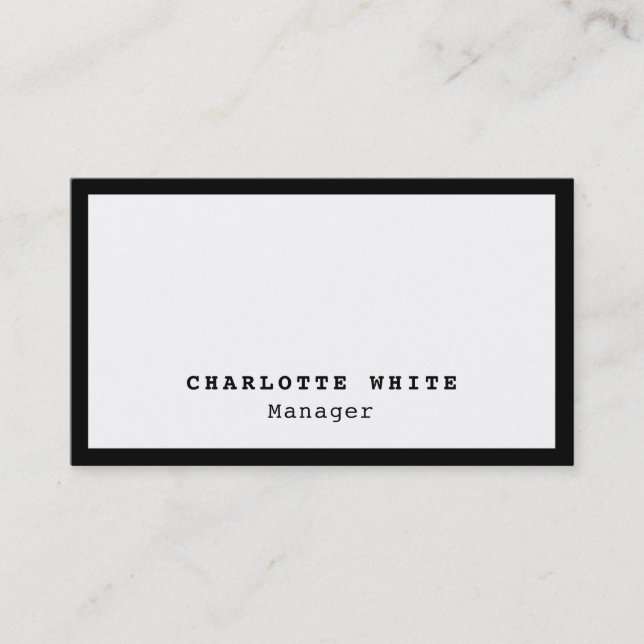 Tarjeta De Visita Moda Black Border White Profesional Moderno Llanto (Anverso)
