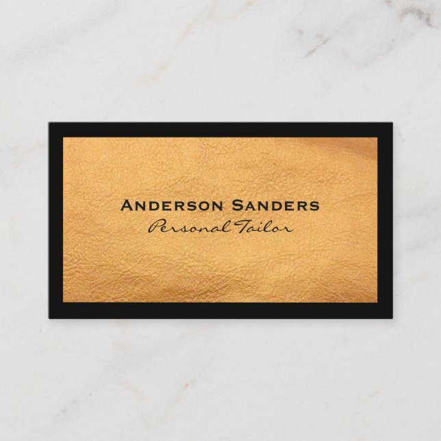 Tarjeta De Visita Moda Black Faux Leather (Anverso)