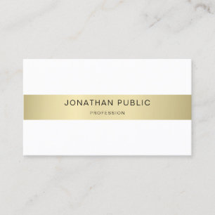 Tarjeta De Visita Moda blanca de oro minimalista plantilla simple mo