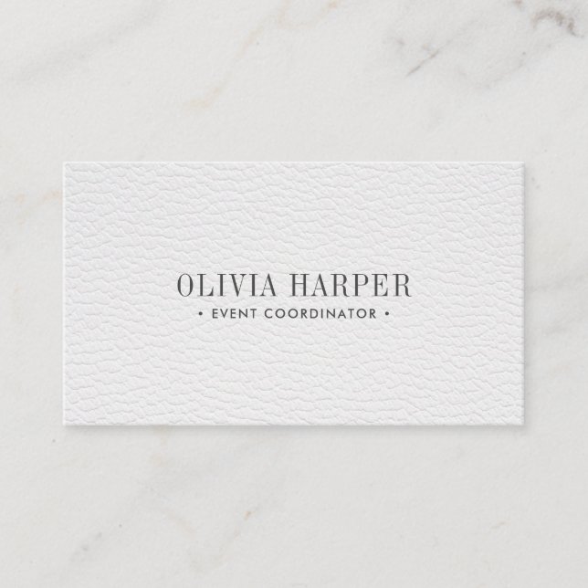 Tarjeta De Visita Moda blanca | Elegante y liviano aspecto de cuero (Anverso)