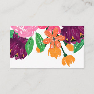Tarjeta De Visita Moda Boho acuarela Flores rosa borgoñona
