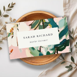 Tarjeta De Visita Moda Boho Colorful Pink Verde azulado Verde Pintad