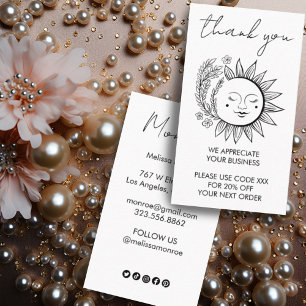 Tarjeta De Visita Moda Boho de Flor Solar Elegante Descuento de Icon
