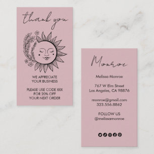 Tarjeta De Visita Moda Boho de Flor Solar Elegante Descuento de Icon