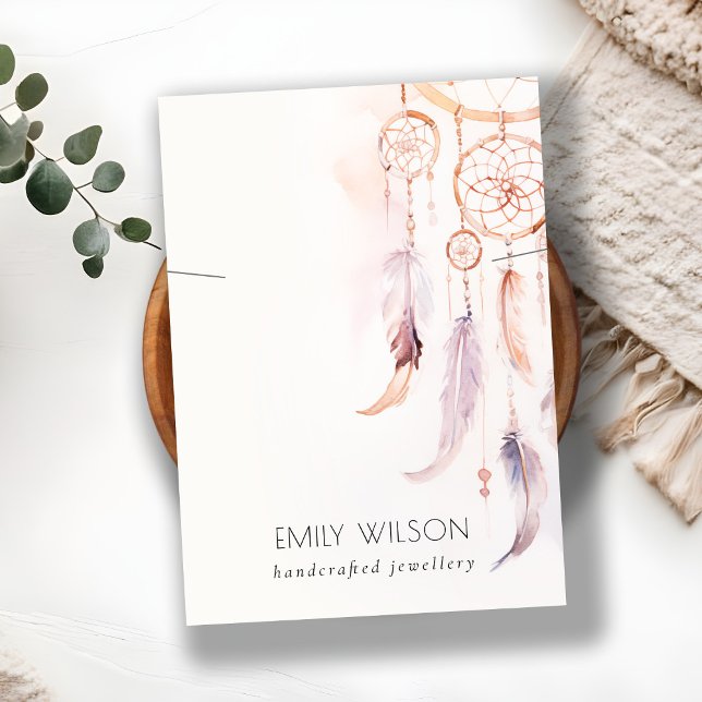 Tarjeta De Visita Moda Boho Dreamcatcher Watercolor Necklace Display (Subido por el creador)