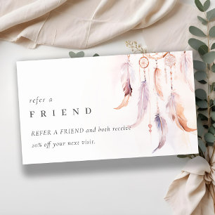 Tarjeta De Visita Moda Boho Dreamcatcher Watercolor Refiere A Un Ami