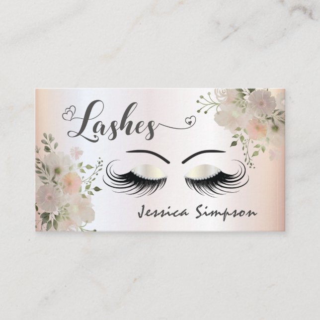 Tarjeta De Visita Moda Boho elegante acuarela azotes florales (Anverso)