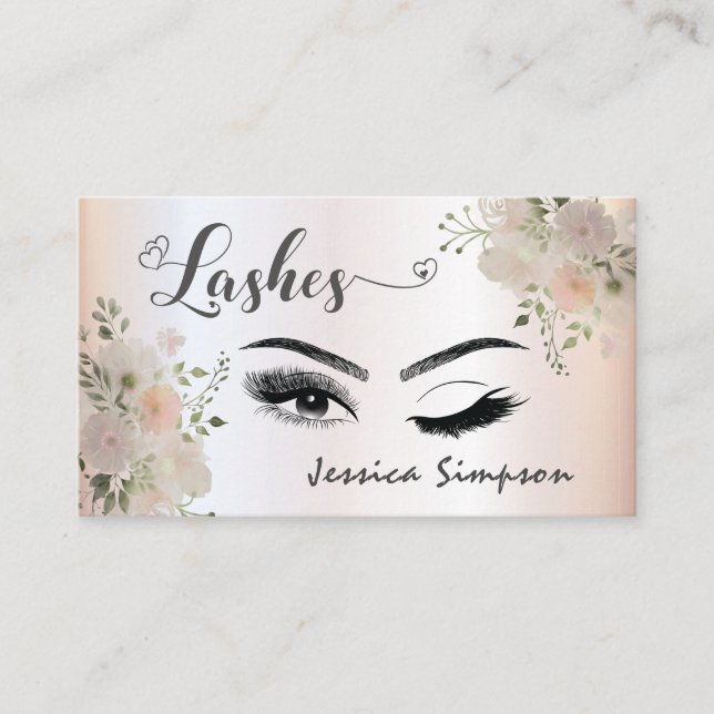 Tarjeta De Visita Moda Boho elegante acuarela azotes florales (Anverso)