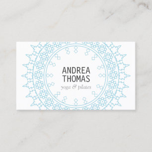 Tarjeta De Visita Moda Boho Mandala Azul/Blanco