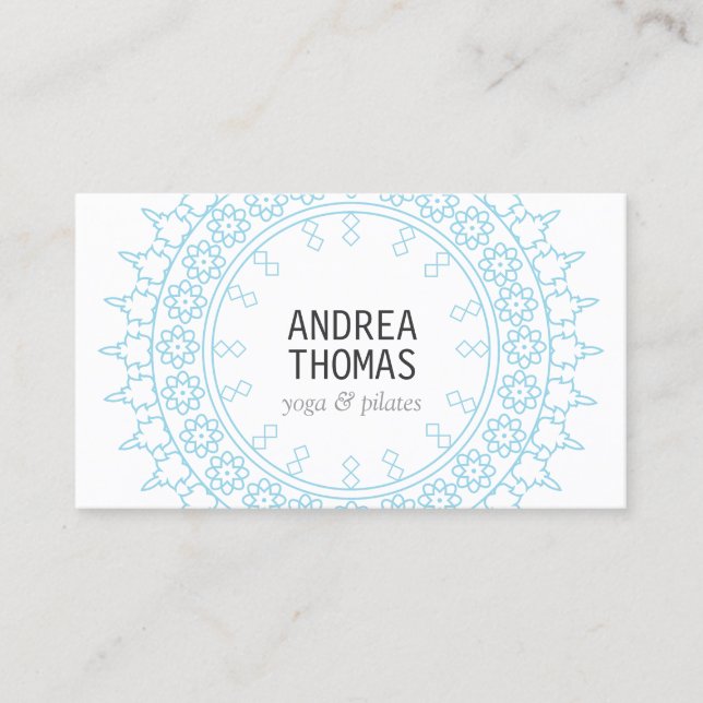 Tarjeta De Visita Moda Boho Mandala Azul/Blanco (Anverso)