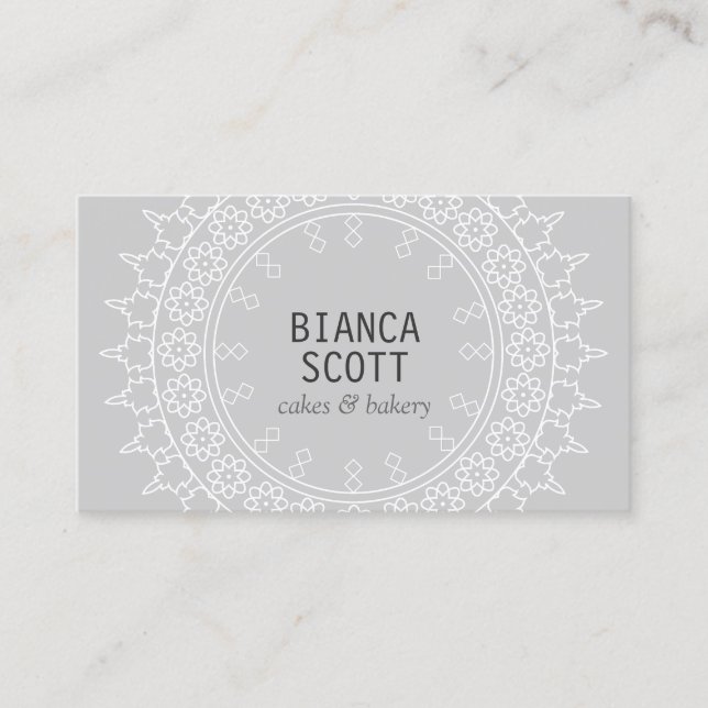 Tarjeta De Visita Moda Boho Mandala en gris claro (Anverso)
