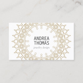 Tarjeta De Visita Moda Boho Mandala Faux Gold/White