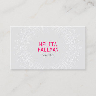 Tarjeta De Visita Moda Boho Mandala Gris/Rosa