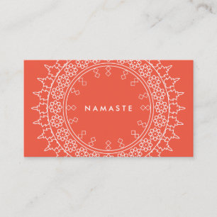 Tarjeta De Visita Moda Boho Mandala Namaste Yoga Coral