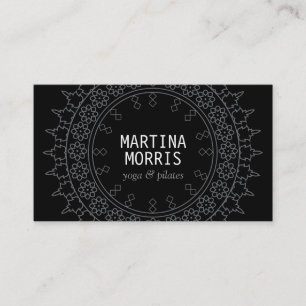 Tarjeta De Visita Moda Boho Mandala Negro/Gris