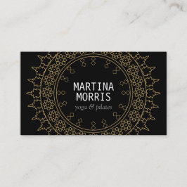 Tarjeta De Visita Moda Boho Mandala Negro/Oro