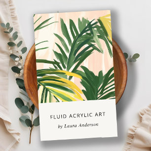 Tarjeta De Visita Moda Boho Rubor Green Tropical Palm Leaves Beach