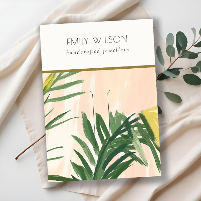 Tarjeta De Visita Moda Boho Rubor Green Tropical Palm Leaves Hairpin (Subido por el creador)