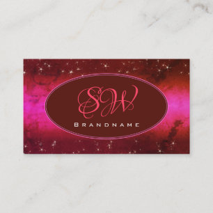 Tarjeta De Visita Moda Borgoña rosa Purpurina Estrellas Monograma