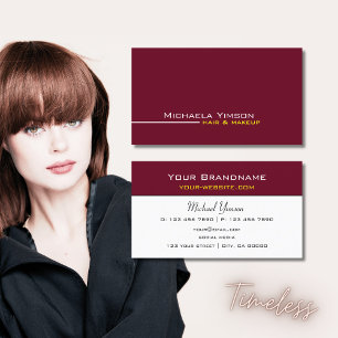 Tarjeta De Visita Moda Borgoña y blanco simple profesional moderno