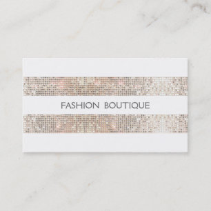 Tarjeta De Visita Moda Boutique Sparkly Silver Sequins luce blanco