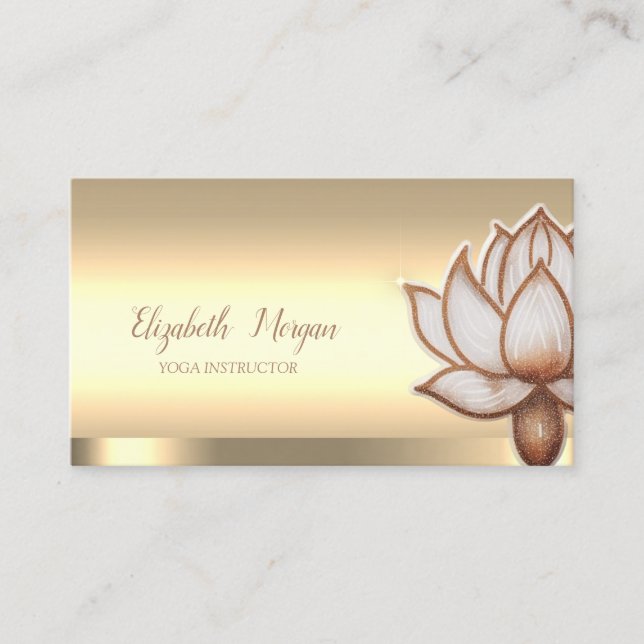 Tarjeta De Visita Moda Brown Lotus Flower Yoga Instructor (Anverso)