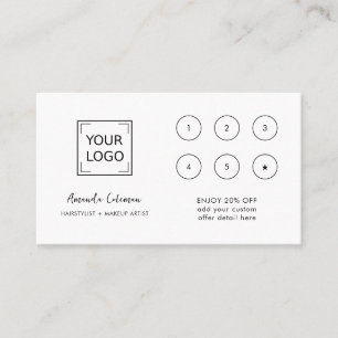 Tarjeta De Visita MODA Business Reward 6 Punch Logo blanco NEGRO