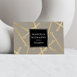 Tarjeta De Visita Moda Café Bobby Pins Salón Gris De Estilos