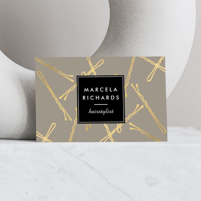 Tarjeta De Visita Moda Café Bobby Pins Salón Gris De Estilos (Subido por el creador)