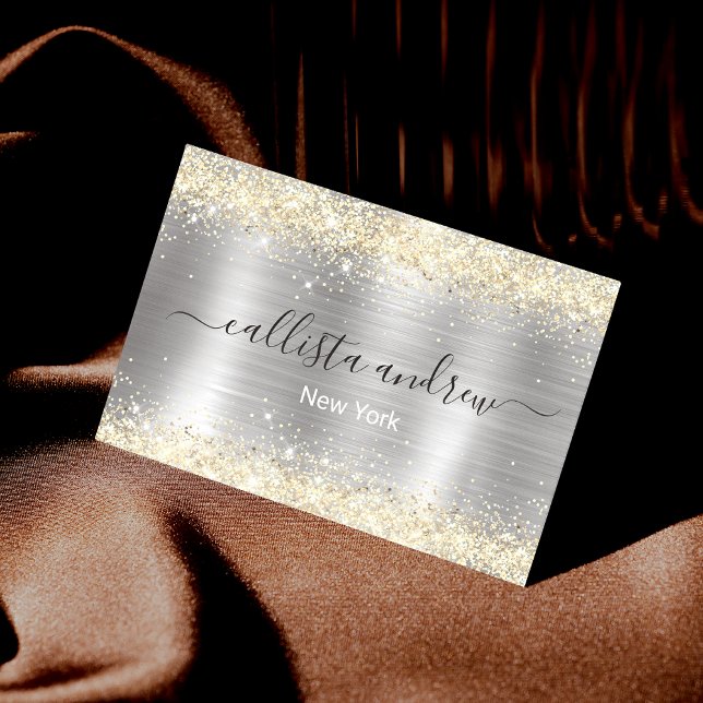 Tarjeta De Visita Moda cepillada metalizado plata oro falso purpurin (Subido por el creador)