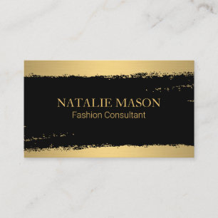 Tarjeta De Visita Moda Cepillado de oro negro