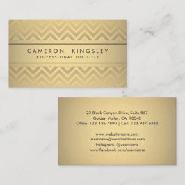 Tarjeta De Visita Moda Chevron moderno Relieve metalizado dorado neg
