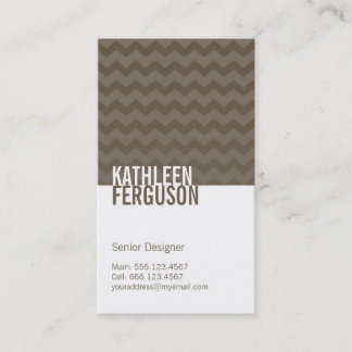 Tarjeta De Visita Moda chevron patrón ceniza gris dos tonos elegante