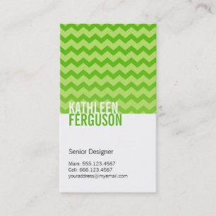 Tarjeta De Visita Moda chevron patrón menta verde dos tonos elegante