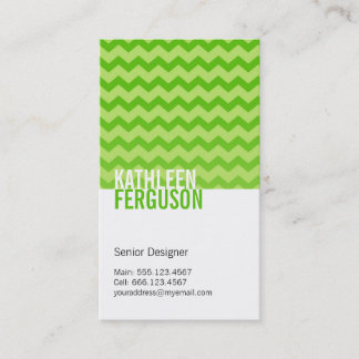 Tarjeta De Visita Moda chevron patrón menta verde dos tonos elegante