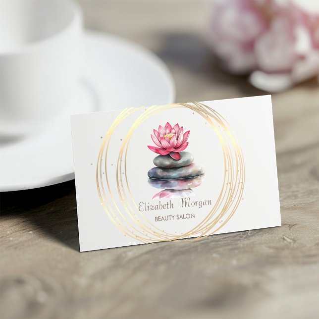 Tarjeta De Visita Moda Círculos de oro Lotus Zen Stones (Subido por el creador)