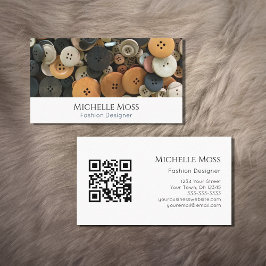Tarjeta De Visita Moda Código QR Botones de costura profesional