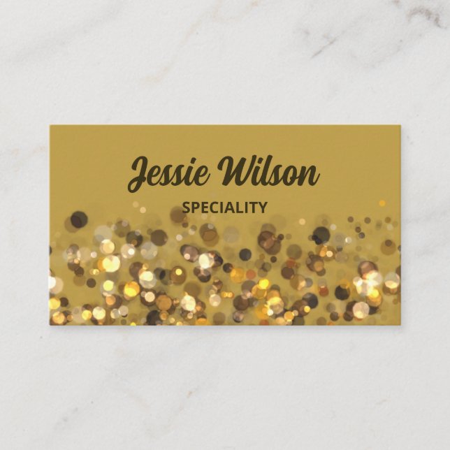 Tarjeta De Visita Moda código QR purpurina de luz dorada profesional (Anverso)