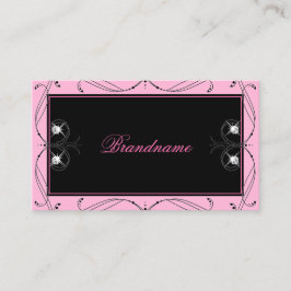 Tarjeta De Visita Moda Color Rosa Negro Esparcen Diamantes Elegantes