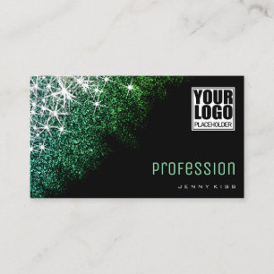 Tarjeta De Visita Moda con logotipo Personalizado Purpurina Verde az