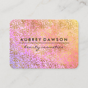 Tarjeta De Visita Moda Confetti Oro Mezcla Púrpura Rosa