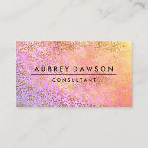 Tarjeta De Visita Moda Confetti Oro Mezcla Púrpura Rosa