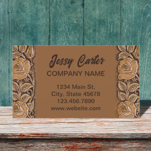Tarjeta De Visita moda cowgirl del suroeste de cuero floral