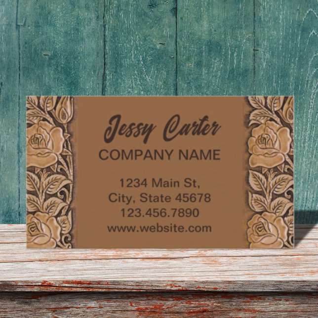 Tarjeta De Visita moda cowgirl del suroeste de cuero floral (Subido por el creador)