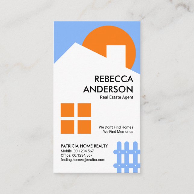 Tarjeta De Visita Moda Cute Sunny Home Picket Fence Realty (Anverso)