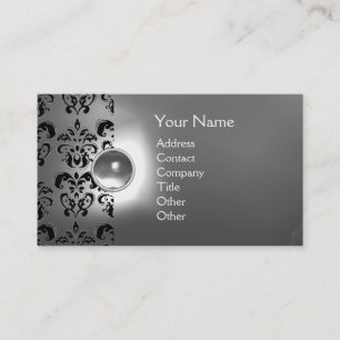 Tarjeta De Visita MODA DAMASK GEM MONOGRAM blanco