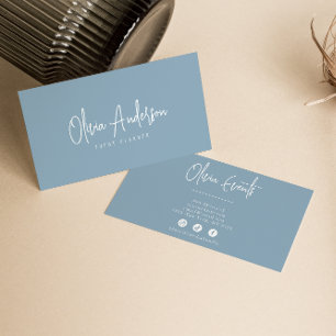 Tarjeta De Visita Moda de Boho Minimalista del océano azul neutro