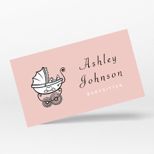 Tarjeta De Visita Moda de Bonito de rodillos Cute Babysitter Nanny S