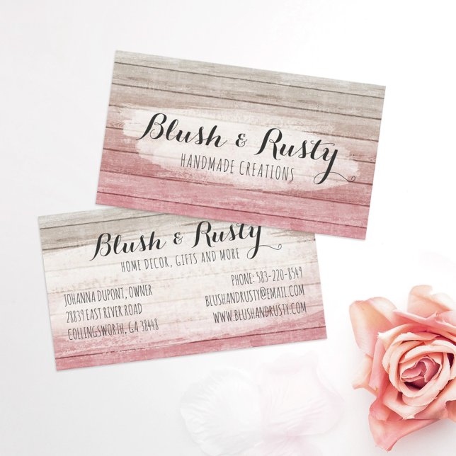 Tarjeta De Visita Moda de cabaña Rústica Rubor Pink Ombre Shabby (Subido por el creador)